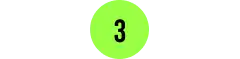 A bright green circular shape with the number 3 prominently displayed in the center, set against a plain background.